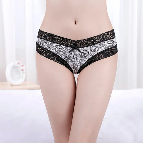 Sexy Lace Women Panties Cotton Underwear Girls Bow Briefs New Ladies Bikini 5 Pcs/set