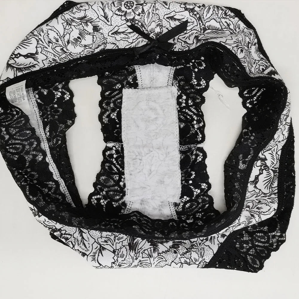 Sexy Lace Women Panties Cotton Underwear Girls Bow Briefs New Ladies Bikini 5 Pcs/set