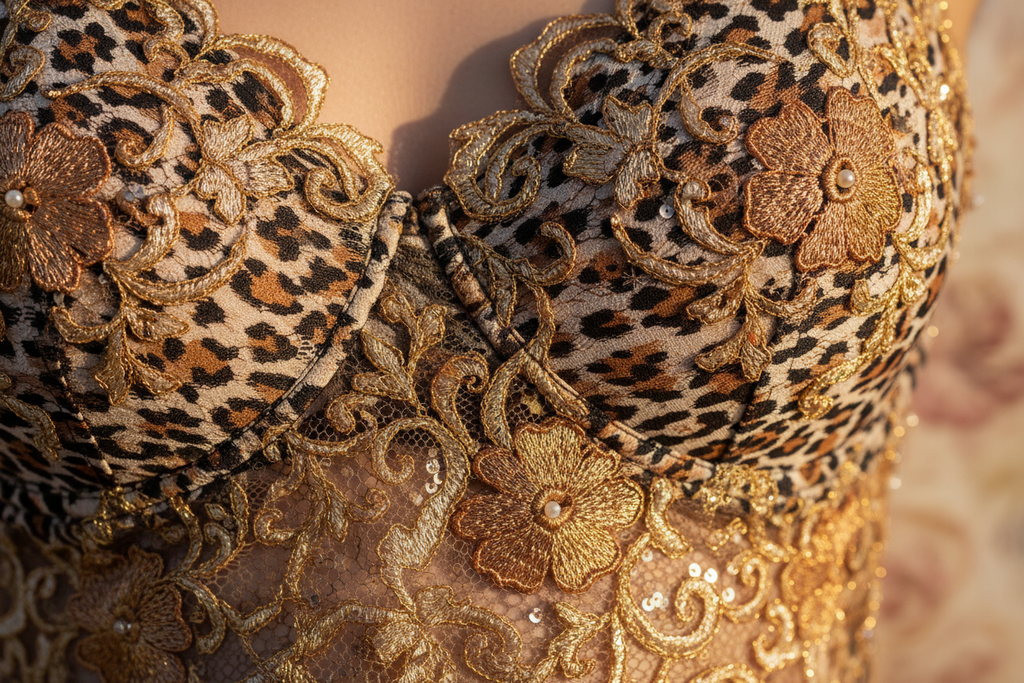 Set Lenjerie Sexy Leopard - 3 Piese cu Jartiere